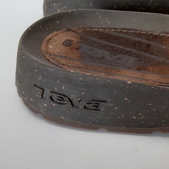 Teva Cabrillo Toe Post Dame Brown Slide Sandals Genuine Leather Women 9 Orthotic - Picture 5 of 7